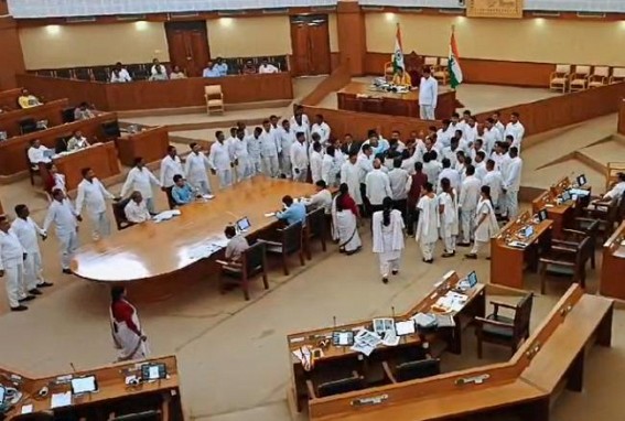 Chaos in Tripura Assembly over BJP Minister Sudhansghu Das’s controversial Facebook Post ; Opp walked out Chaos in Tripura Assembly over BJP Minister Sudhansghu Das’s controversial Facebook Post ; Opp walked out
